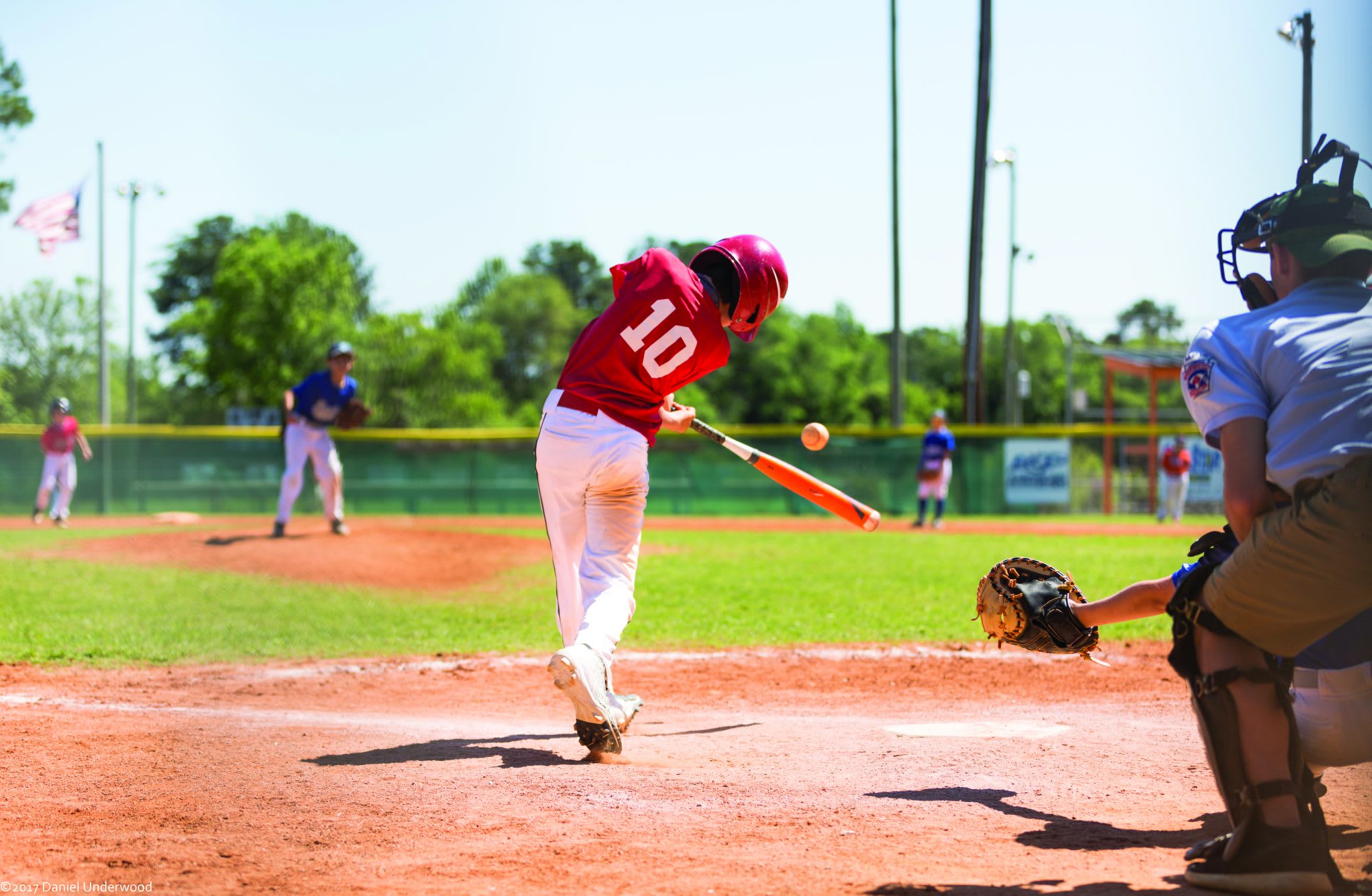 Batter hitting ball