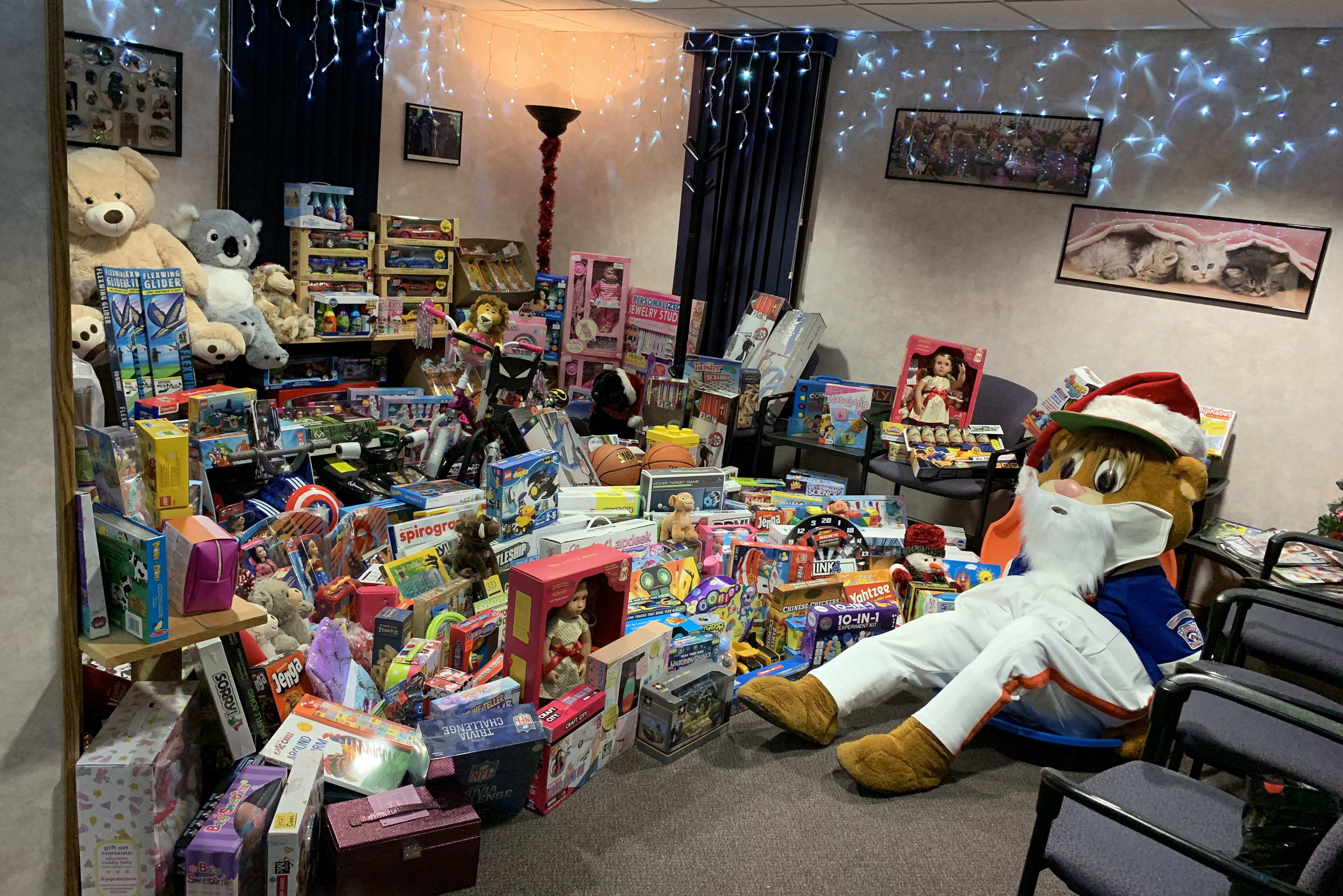 Dugout with all the toys raised from the East Region