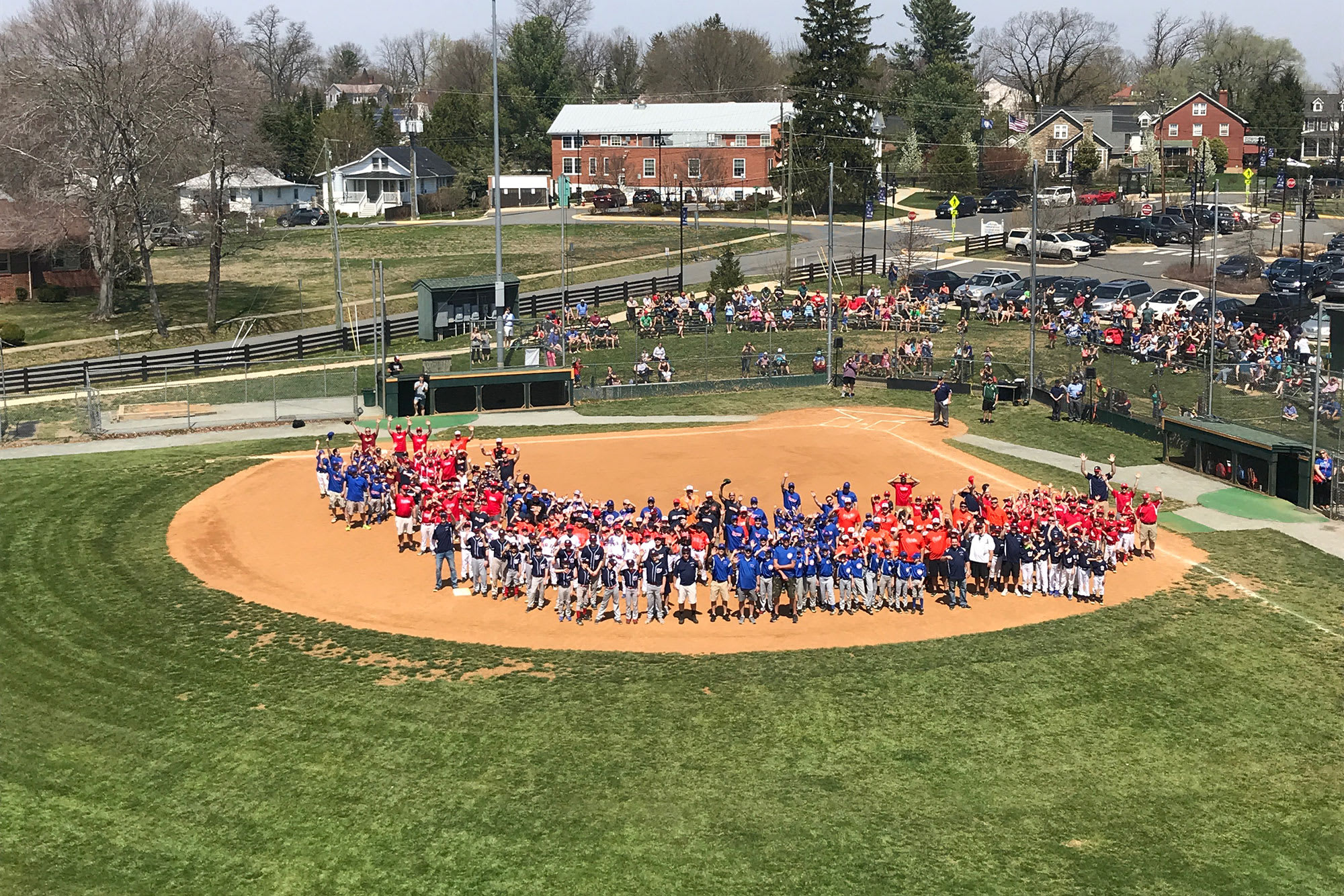 aerial shot opening ceremonies local field