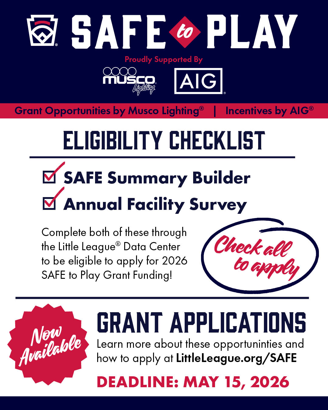 SAFE to Play League Checklist Graphic