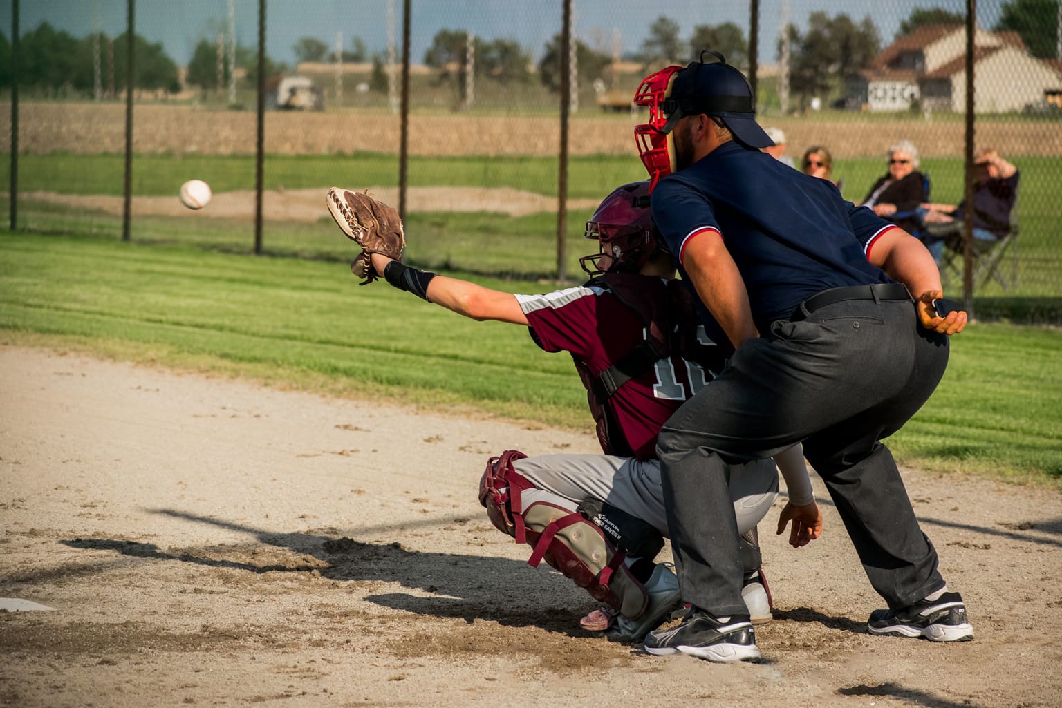 catcher catching ball