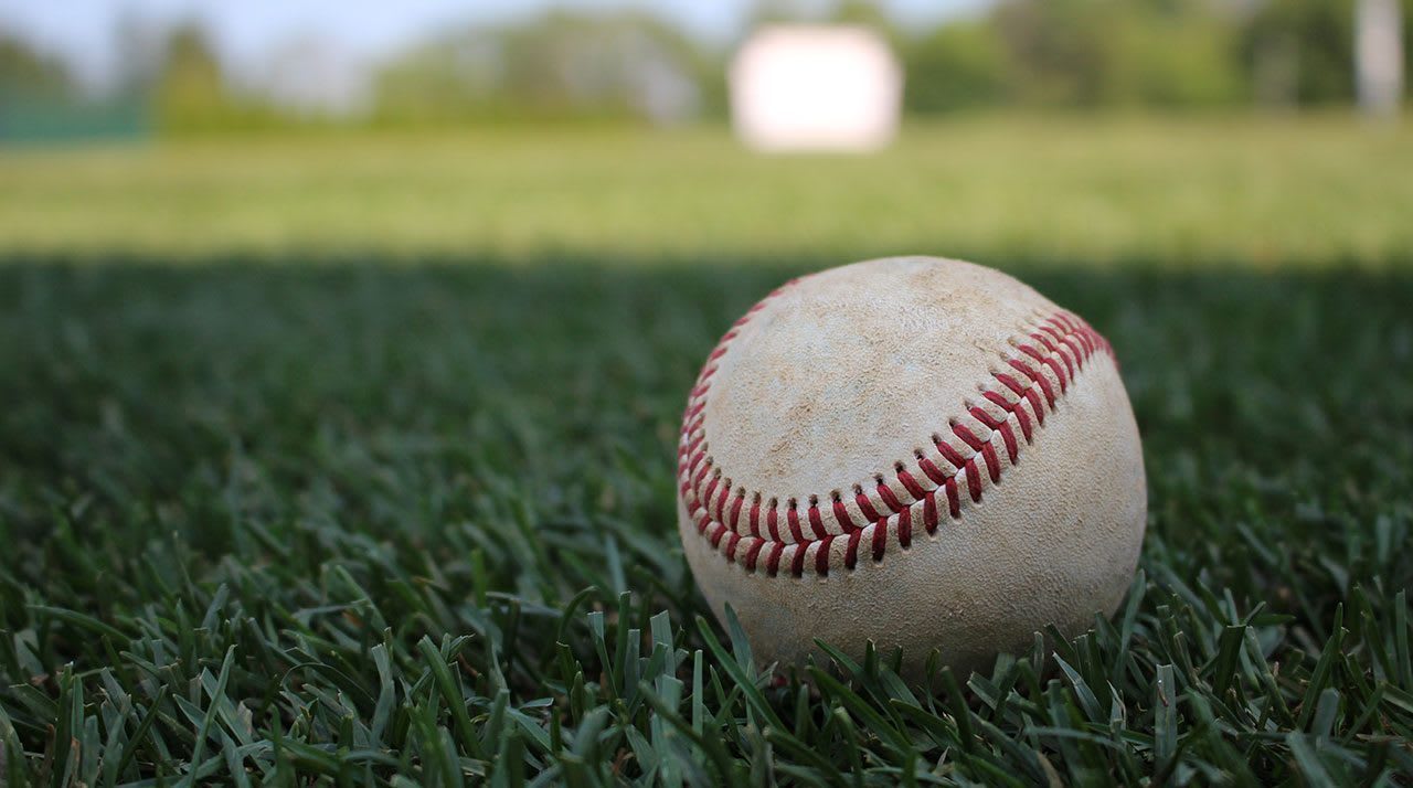 Baseball in grass