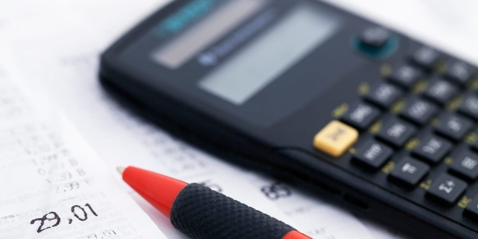 Calculator and pencil