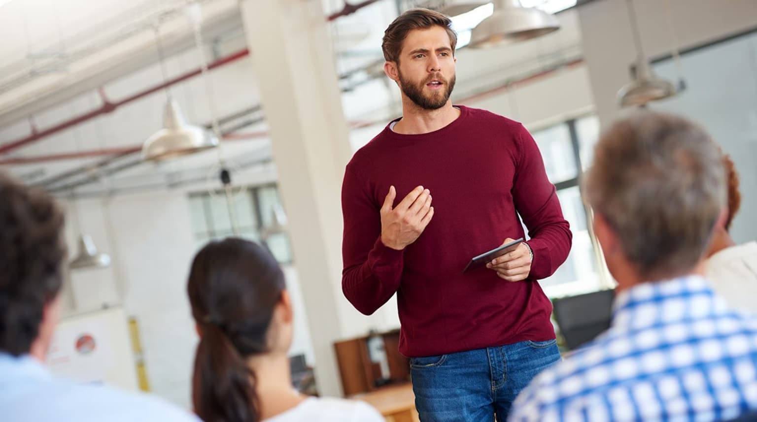 Person speaking in meeting