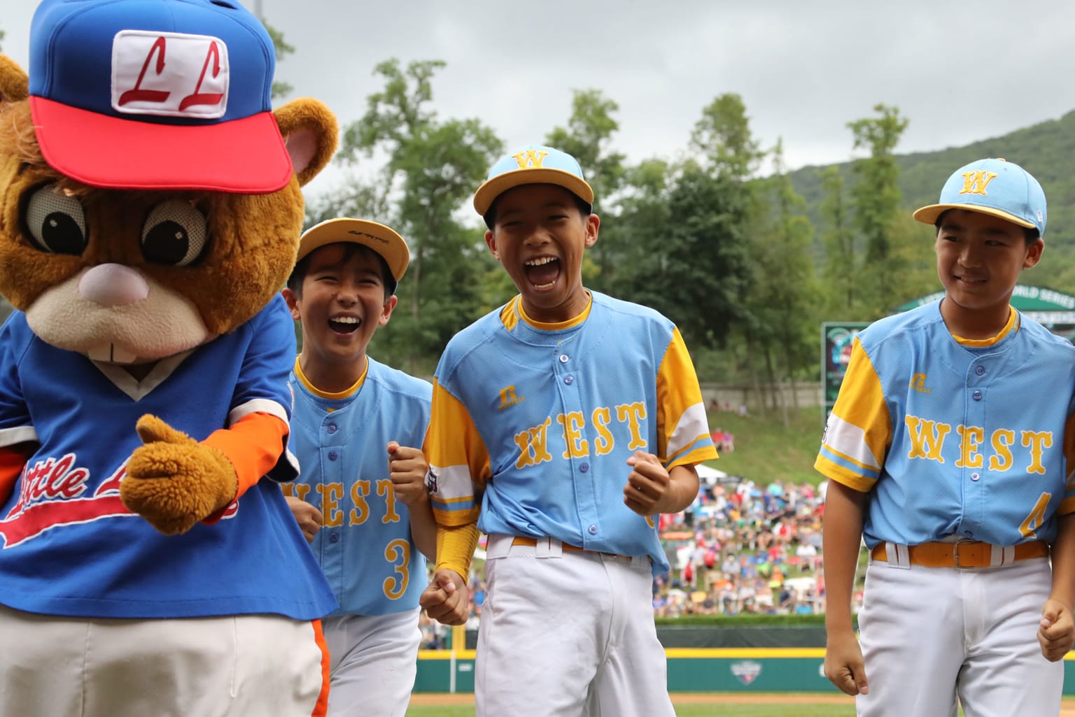 west team laughing with dugout
