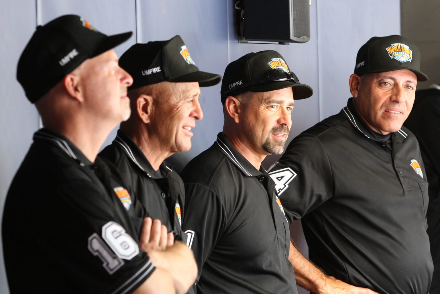 umpires standing prior to a game