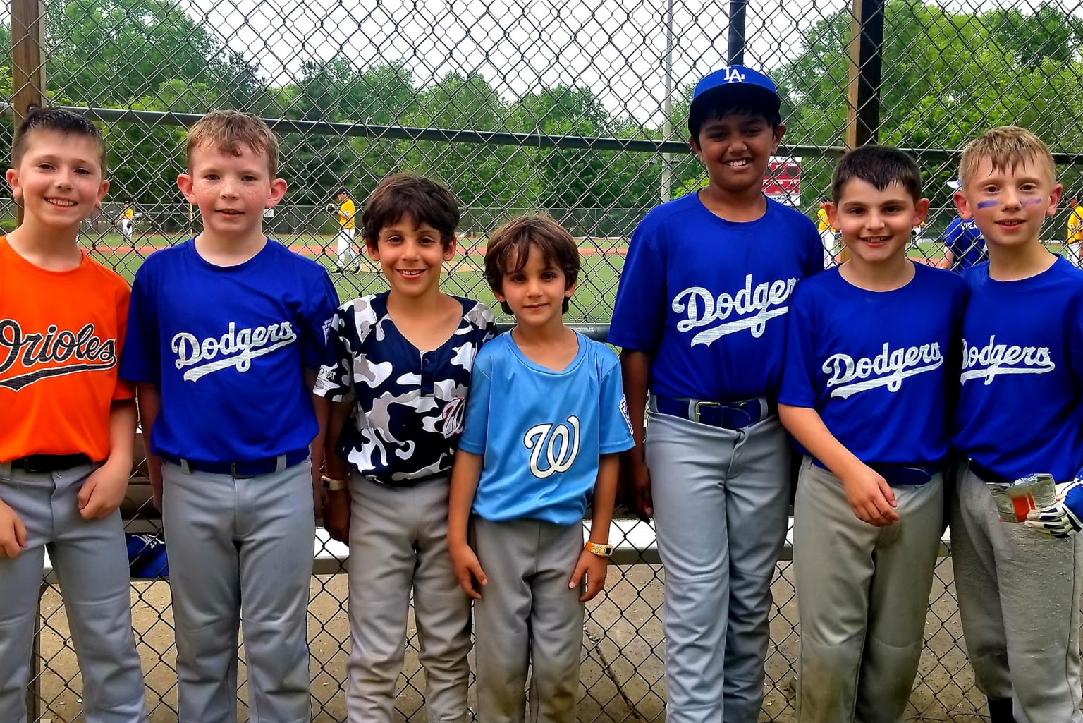 players along fence