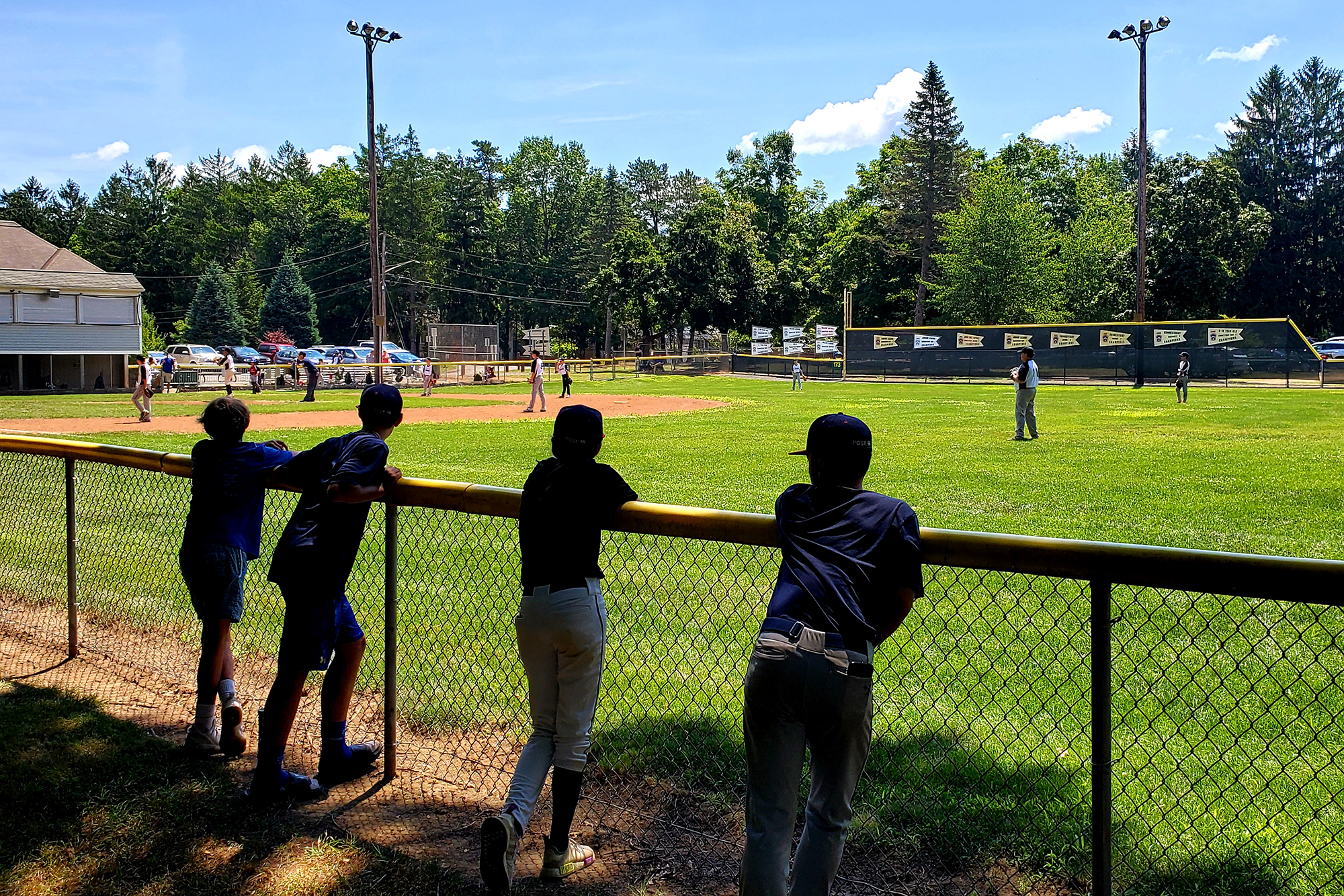 players along fence