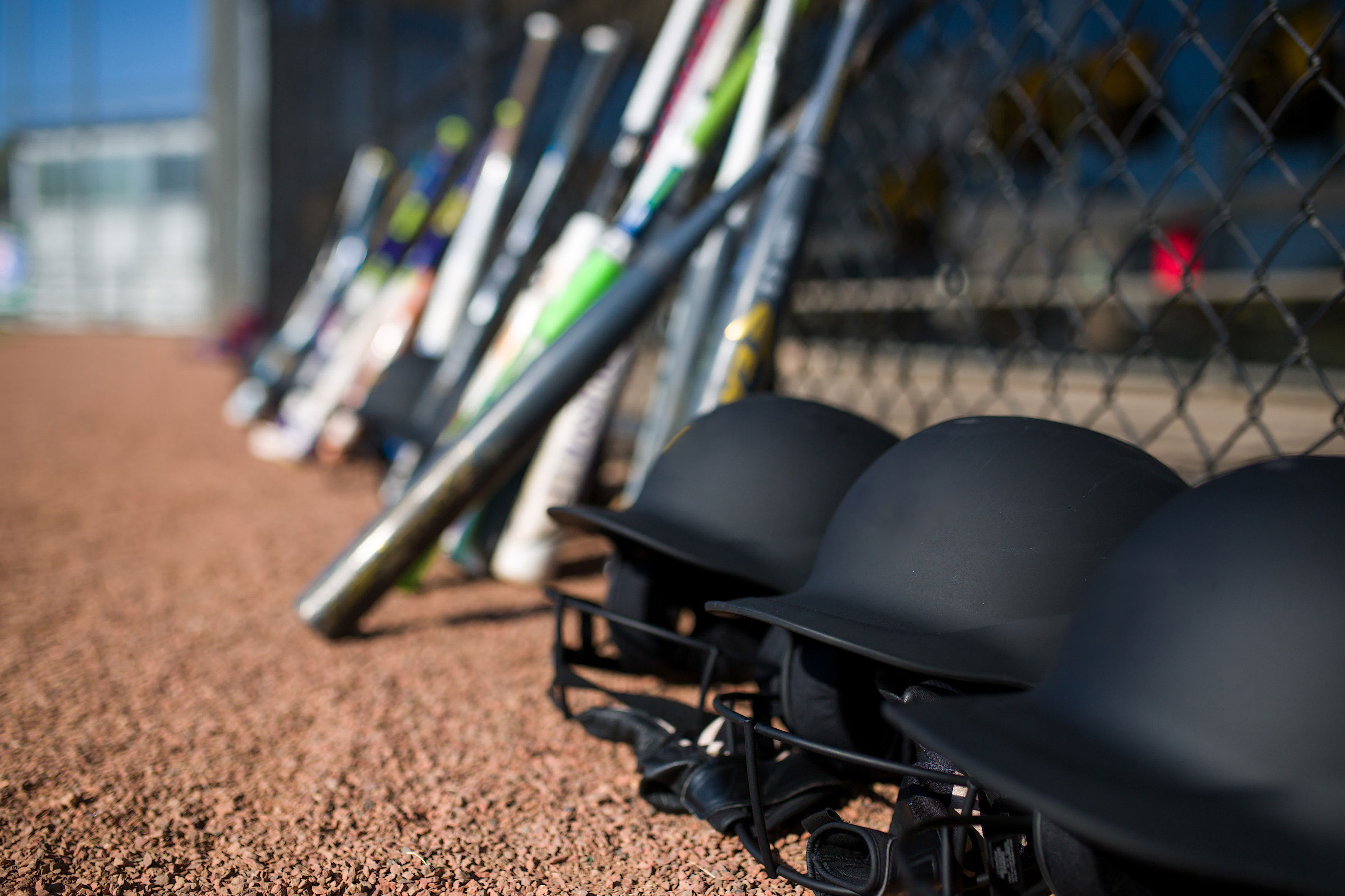 equipment sitting along fence