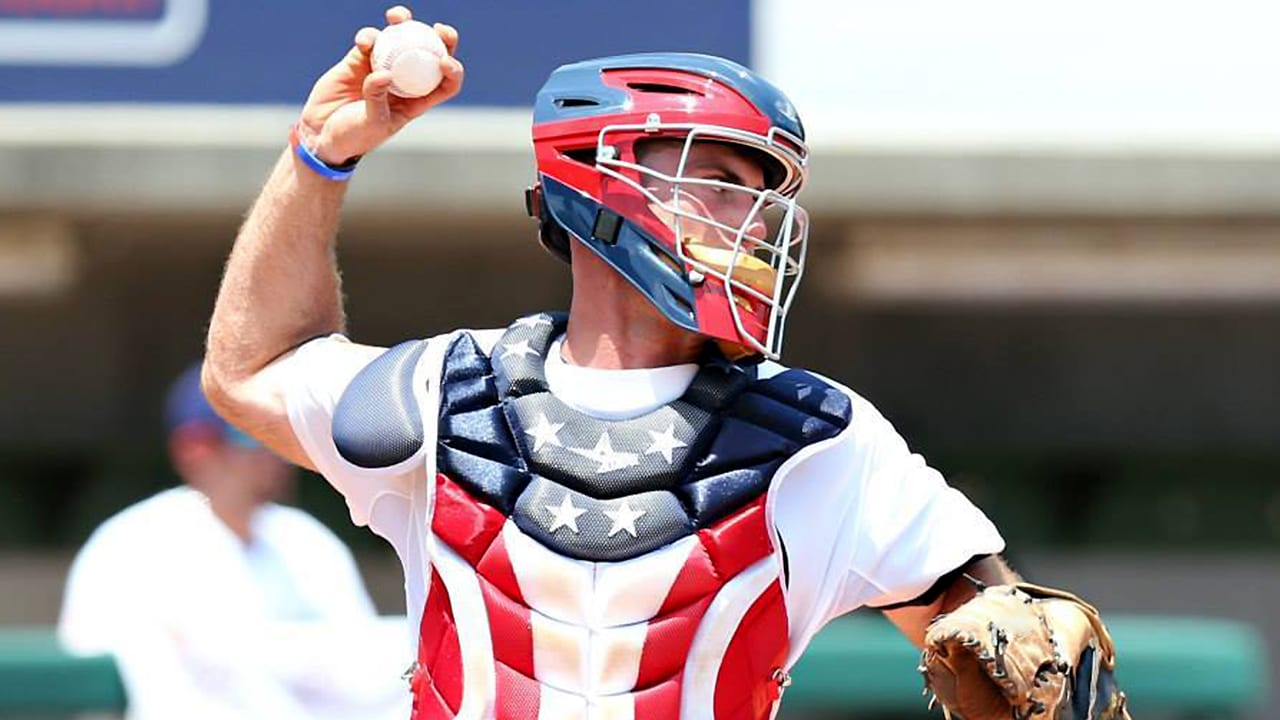 catcher throwing ball