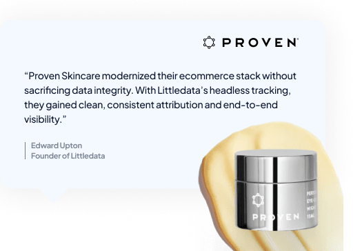 Proven Skincare headless tracking case study Proven Skincare quote about headless tracking with Littledata