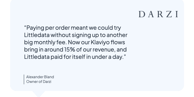How Darzi earns 200x its Littledata plan in Klaviyo revenue
