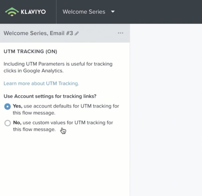 klaviyo flow email tracking with utm parameters