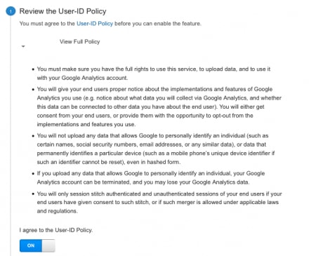 user id policy in google analytics