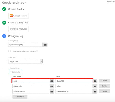 add user id variable to pageview tag