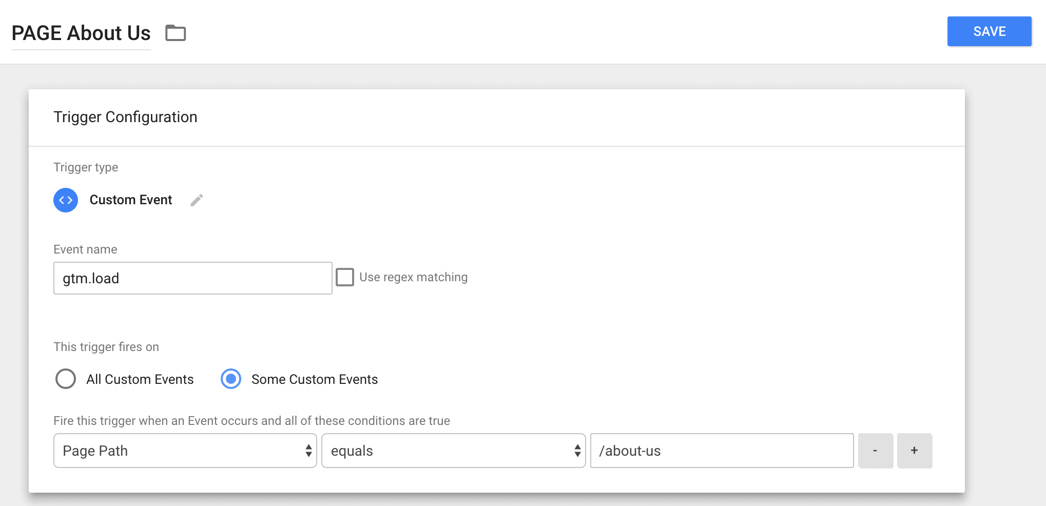 Trigger for just a particular page for Google Tag Manager