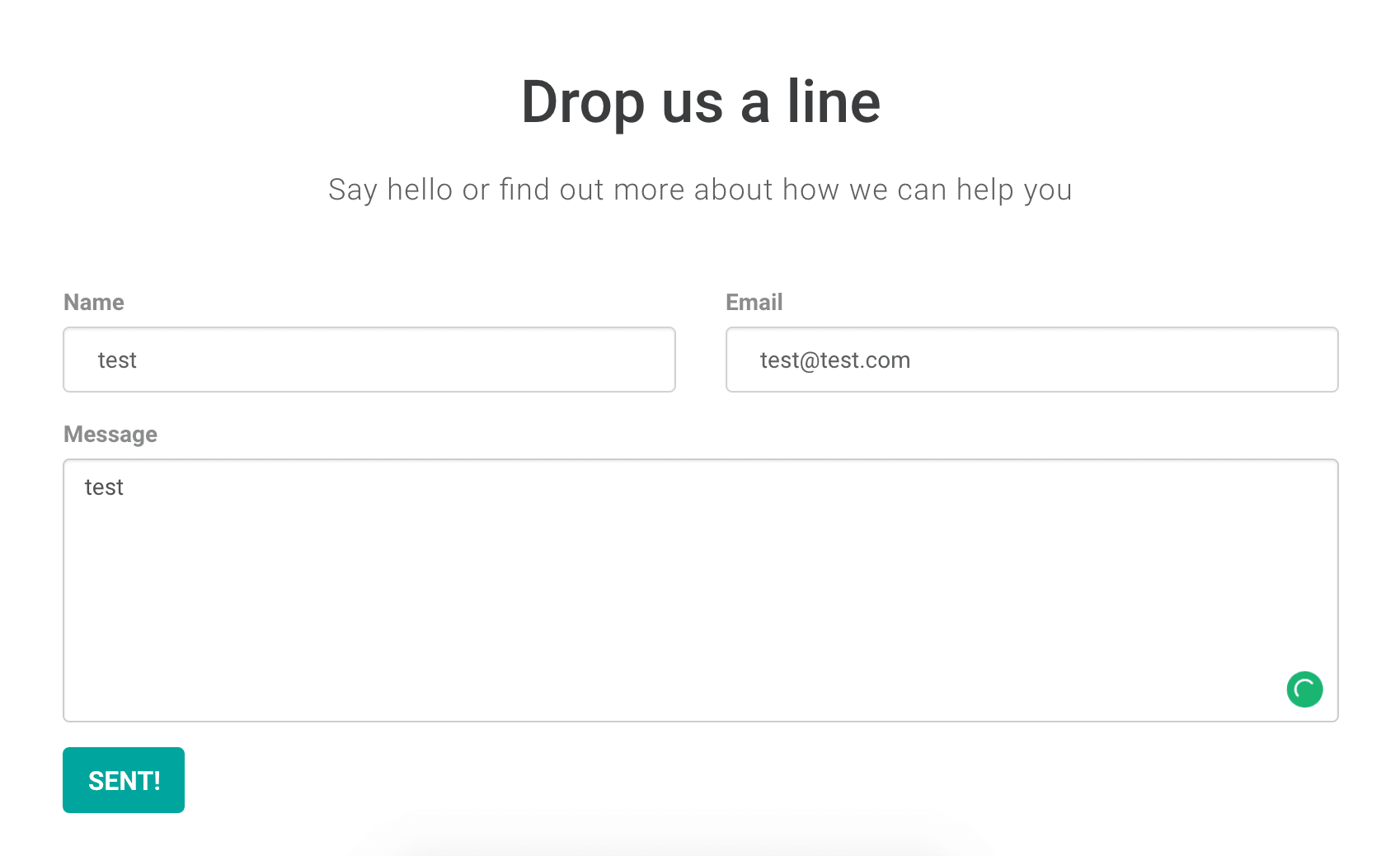 how the Littledata contact form looks like after submission