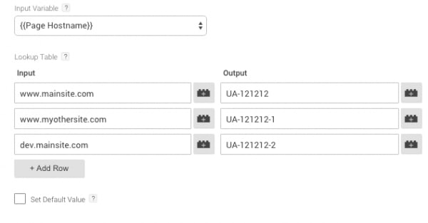 store ga property id values in gtm lookup table