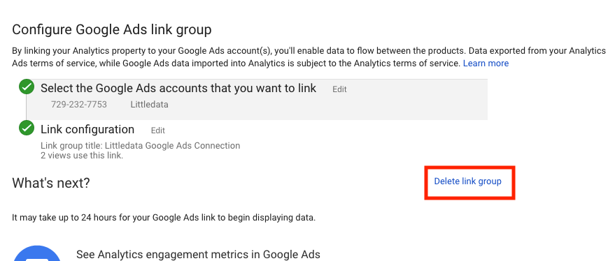 unlink google ads from google analytics