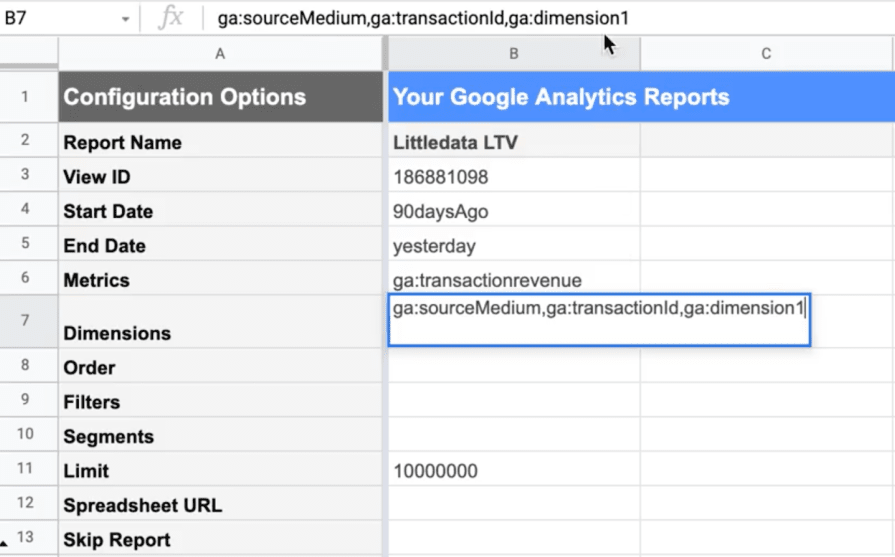 Calculate LTV by Source/Medium, Transaction ID, Shopify Customer ID and Transaction Revenue