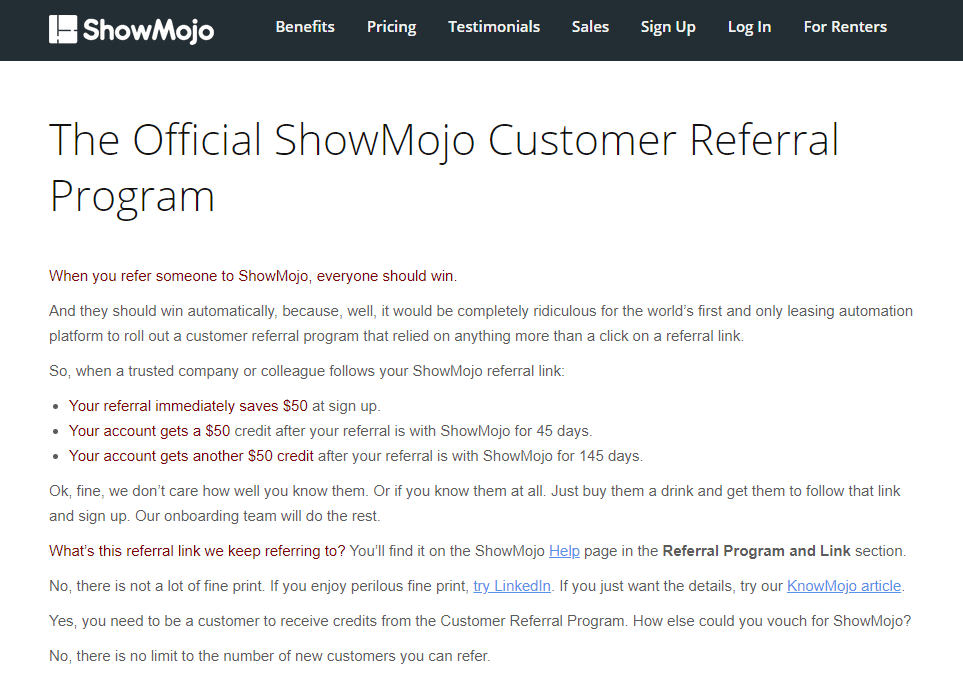 showmojo referral policy