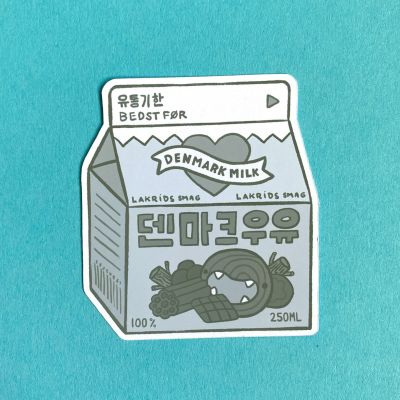 Denmark Milk Lakrids Sticker on Blue background