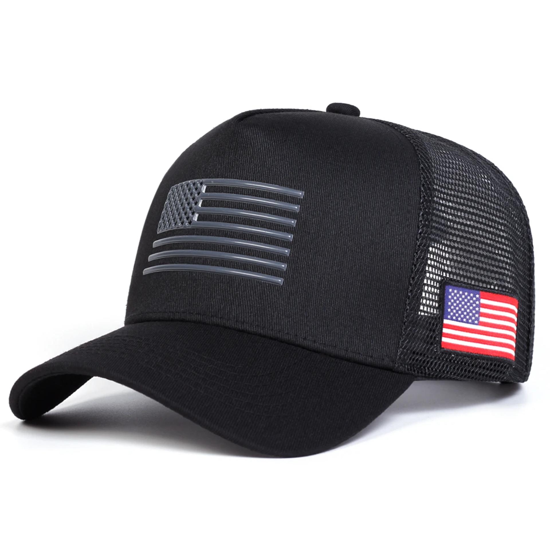 Unisex American Flag Embroidery Baseball Net Caps Spring and Summer Outdoor Adjustable Casual Hats Sunscreen Hat Sports Cap alternate
