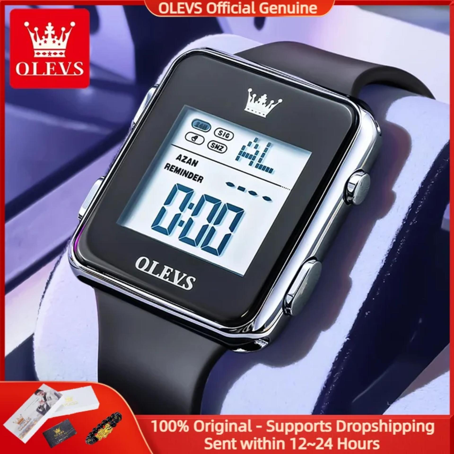 OLEVS 1105 Men Watch New Square Silicone Strap Timing Digital Waterproof Alarm Clock LED Luminous Calendar Men Electronic Watch