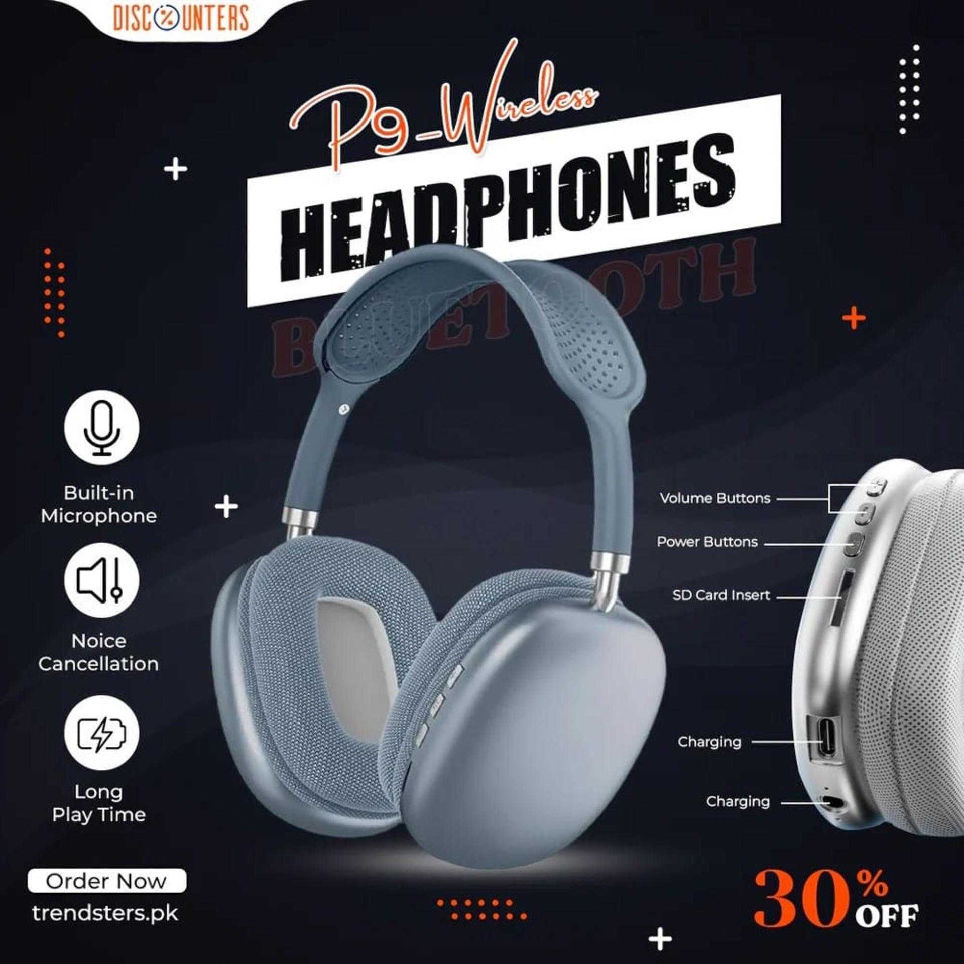 P9 PRO Max Wireless Headphones with Microphone Noise Canceling Tws Earbuds Gaming Headset Stereo HiFi Earphones P9PRO By Zonify