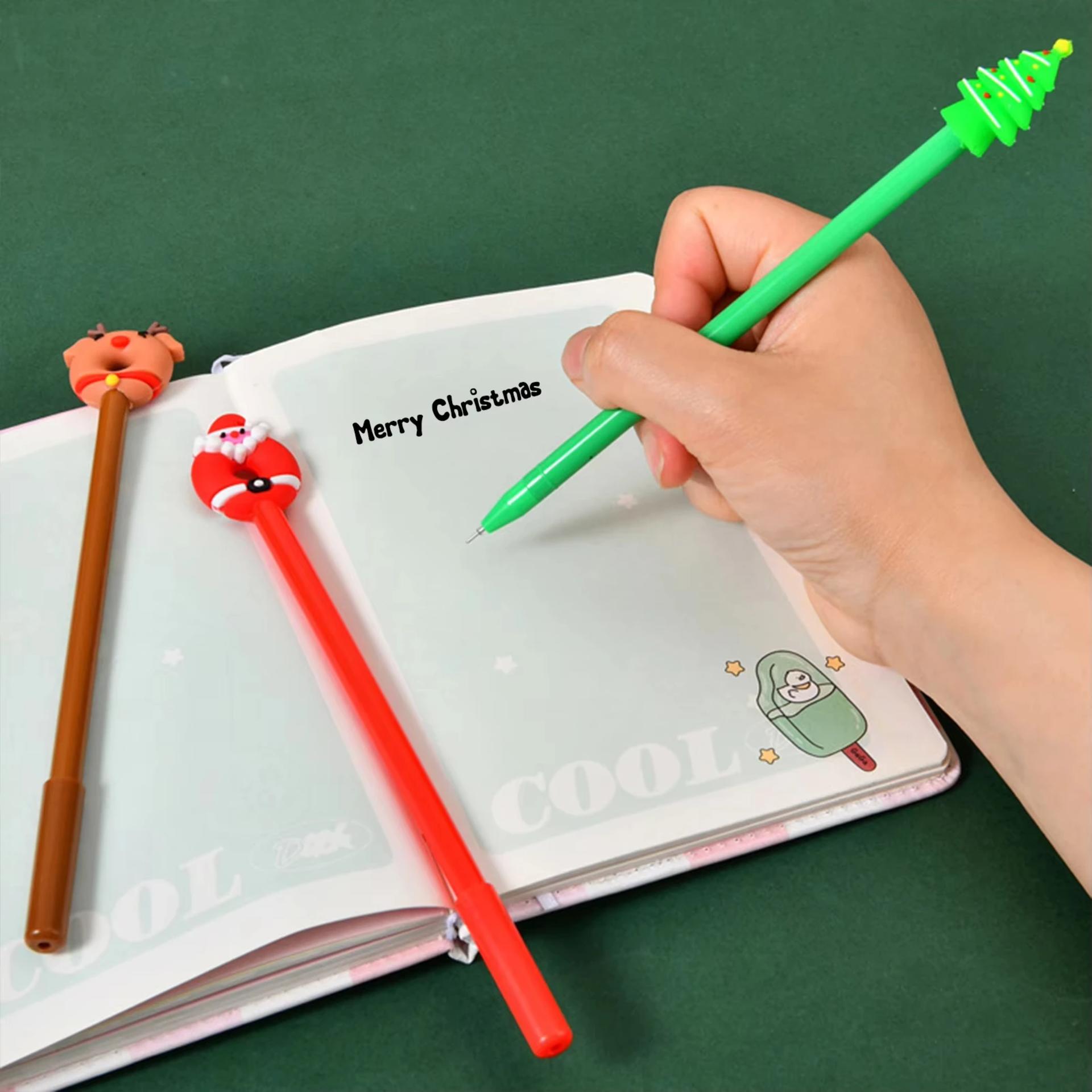 10/30/50pcs Kawaii Christmas Gel Pen 0.5mm Black Ink Cute Design with Xmas Tree Reindeer Santa Snowman Office School Stationary view 2