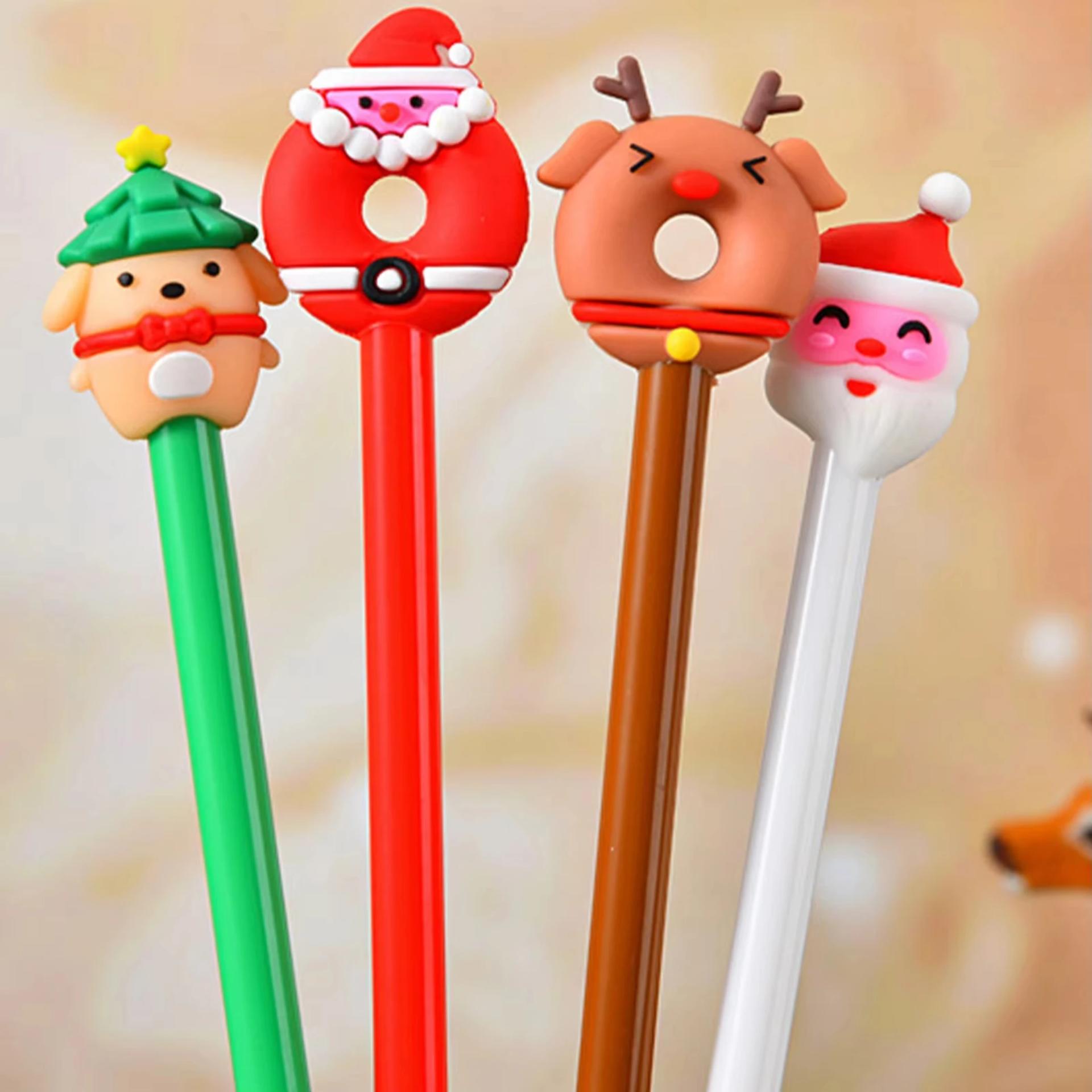 10/30/50pcs Kawaii Christmas Gel Pen 0.5mm Black Ink Cute Design with Xmas Tree Reindeer Santa Snowman Office School Stationary view 3