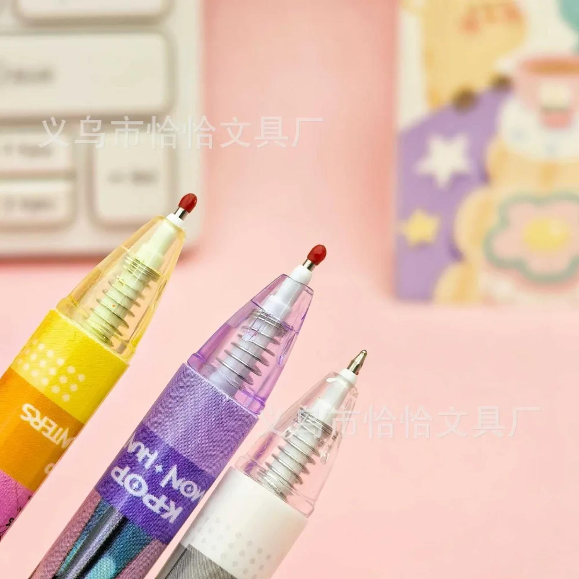6/12Pcs KPop Demon Hunters Huntrix Black Ink Pen Student Writinng Draw Gel Pen Anime Figure Stationery Chiristmas Gifts 0.5mm view 3