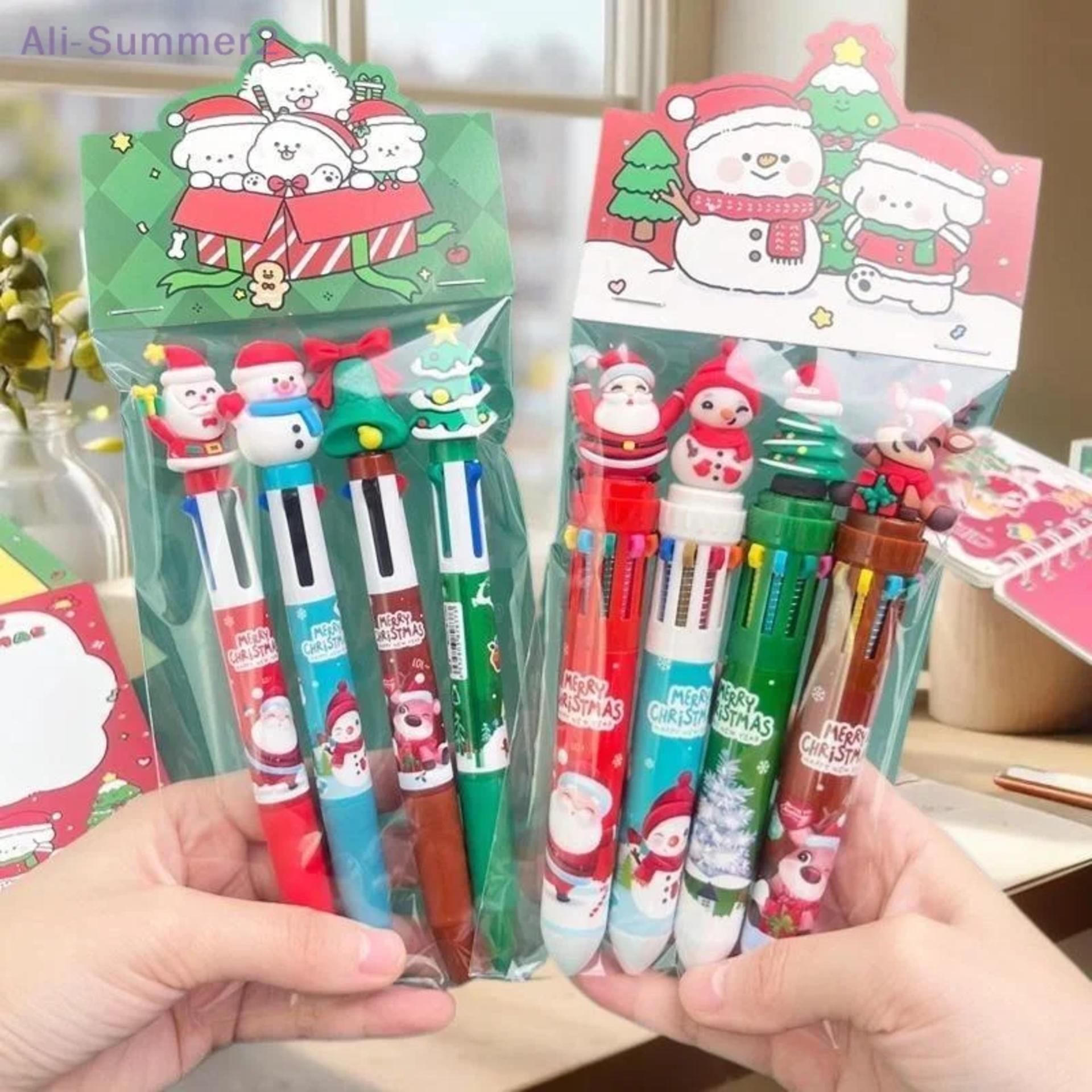 Cartoon Christmas Ballpoint Pen Santa Claus Colored Handbook Press Pen, Student Christmas Gifts Stationery Prizes view 3