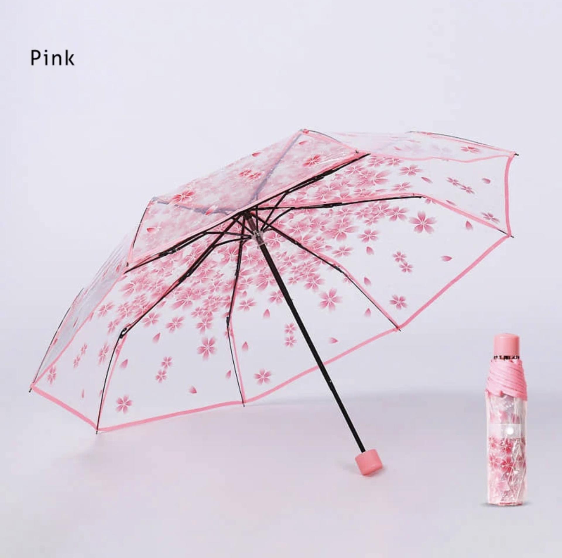 Cherry Blossom Transparent Folding Umbrella