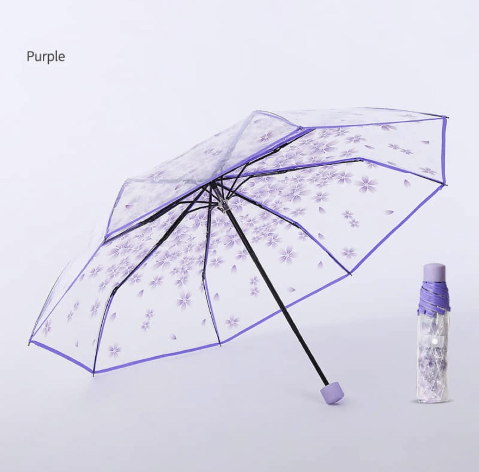 Cherry Blossom Transparent Folding Umbrella view 3