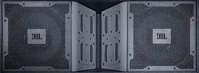 JBL VerTec line array flown in a cluster