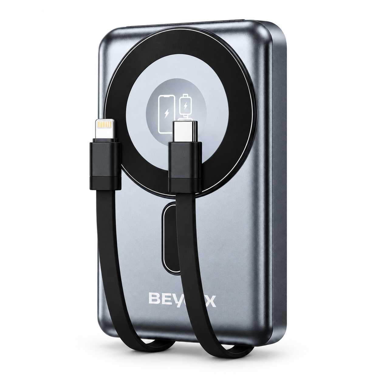 شاحن متنقل BEVOX BP11 سعة 10000mAh مع كابلات مدمجة وشحن لاسلكي