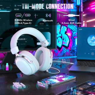 ყურსასმენი - Attack Shark Headset L30 Pro, 7.1, WL/BT/mini-jack, white