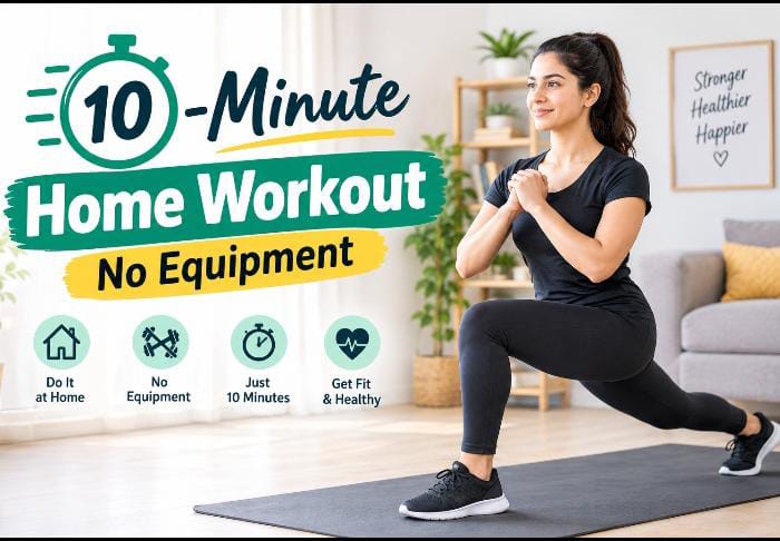 10-minute home workout with no equipment for a full-body fitness routine