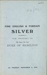 Hamilton Auction Sale Catalogue - Silver 1919, M4/84/1 : Front Cover