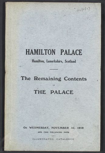 Hamilton Illustrated Auction Sale Catalogue - The Remaining Contents, 1919, M124/5/17 : Front Cover