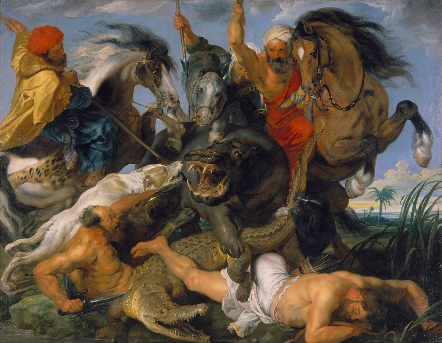 Hippopotamus and Crocodile Hunt