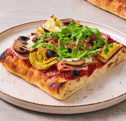 Foodservice BE / Campaign / Pane e Terra / Recepten / Schiacciata Capricciosa met cotto en groenten