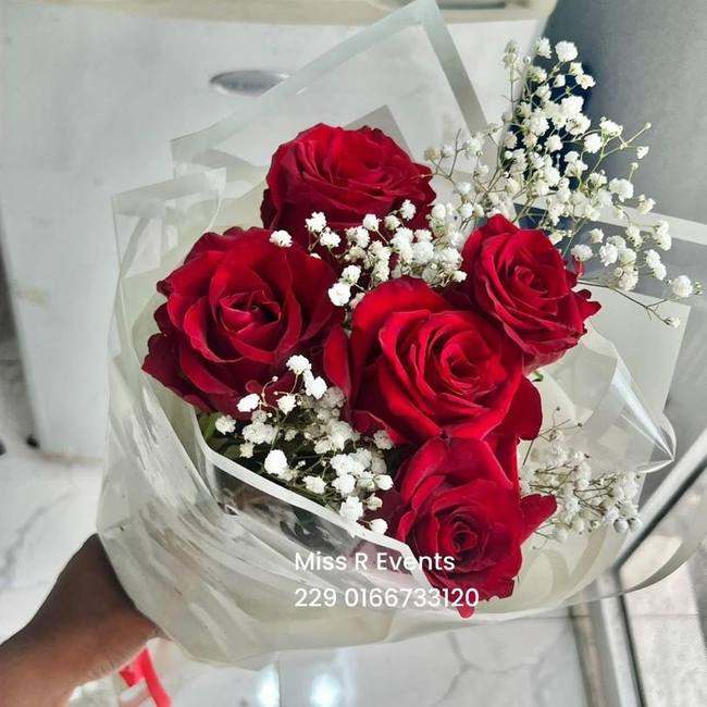 Bouquet 5 roses rouges