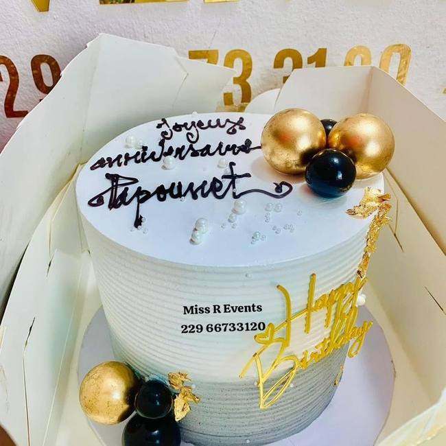 Gâteau perles dorées & or comestible