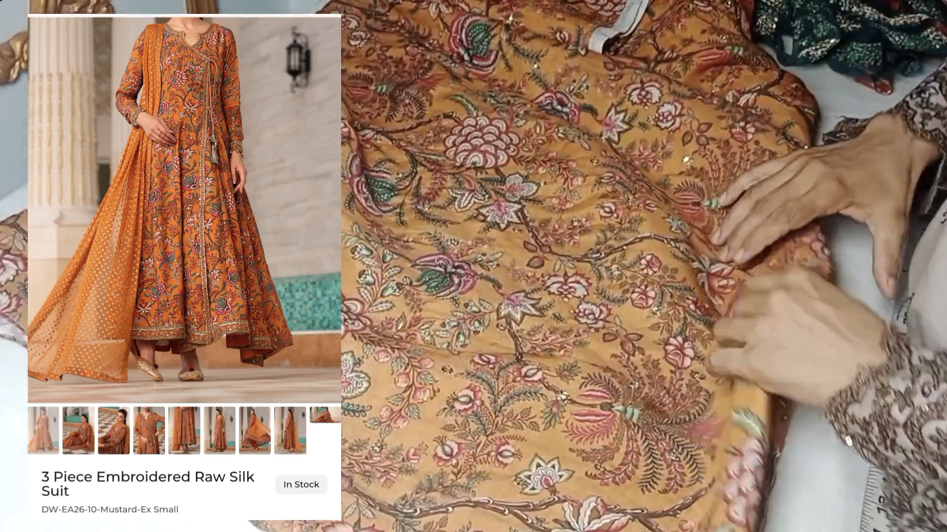 3 Piece Embroidered Raw Silk Anarkali Suit