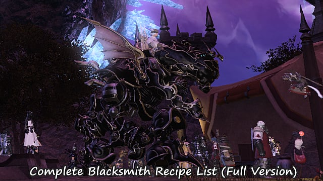 Ffxiv Complete Blacksmith Recipe List Full Version Final Fantasy Xiv 