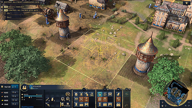 age of empires 3 rotate buildings