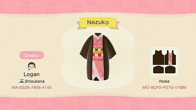 Demon Slayer --- Tanjiro Kamado (+ Creator's Code) Robe Pro Design Code -  Animal Crossing New Horizon