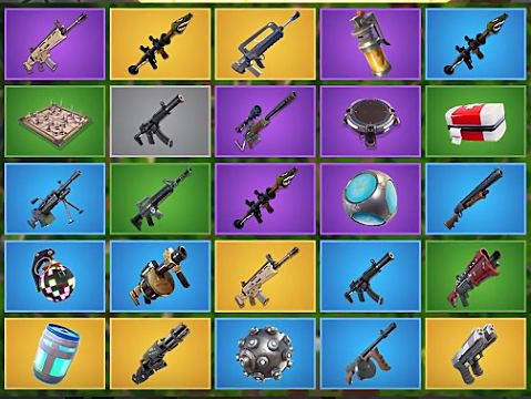 fortnite bingo card shows the game s weapons grenades and traps - fortnite bingo liste season 8